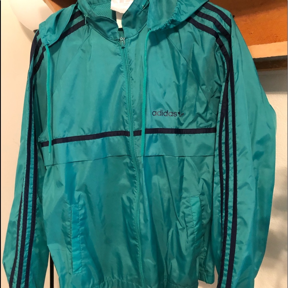 vintage adidas windbreaker rain jacket